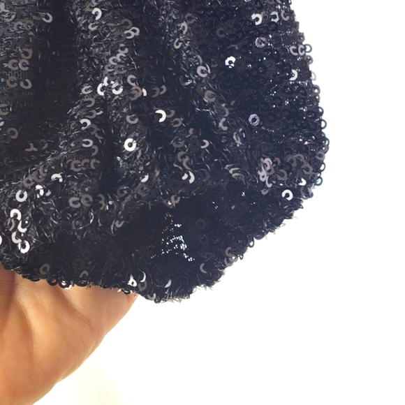 Showpo. black sequin crop jacket top tie front Size 10 - Picture 8 of 13